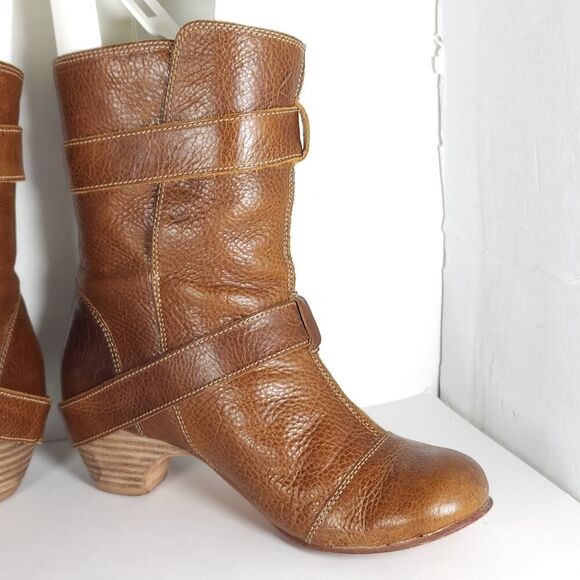 Gee WaWa Women's US 6 Brown Leather Buckle Straps Ankle Moto Biker Booties - Picture 6 of 16